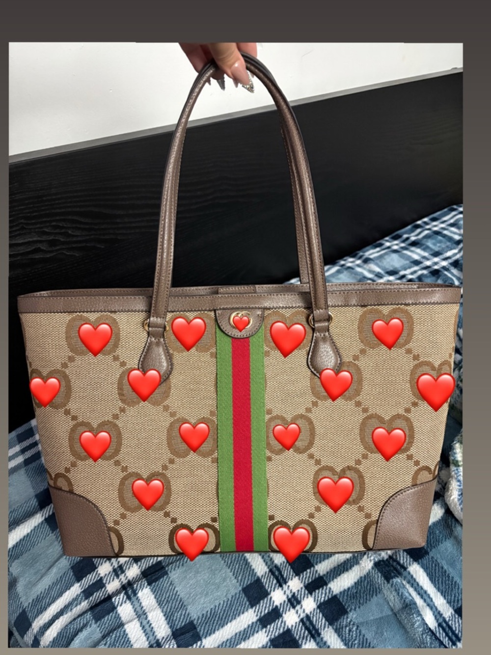 Canvas Tote with Red-Green Stripe